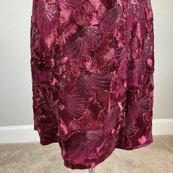 Alex Evenings Women's Cocktail Dress Size 14W Red Embroidered A-Line Midi - Picture 9 of 14